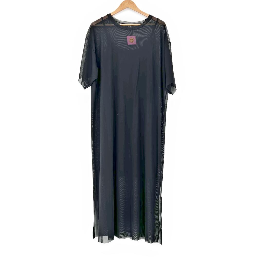 NWT Dressed in LALA Karma Oversized Mesh Dress + Slip Black Large - Picture 7 of 13